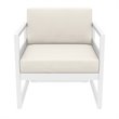 Mykonos Patio Club Chair in White Finish with Acrylic Fabric Natural Cushions