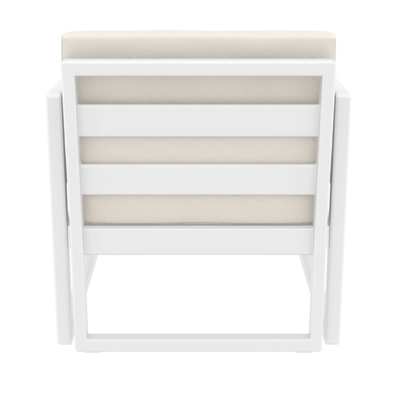 Mykonos Patio Club Chair in White Finish with Acrylic Fabric Natural Cushions