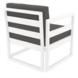 Mykonos Patio Club Chair in White Finish with Acrylic Fabric Charcoal Cushions