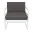 Mykonos Patio Club Chair in White Finish with Acrylic Fabric Charcoal Cushions