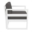 Mykonos Patio Club Chair in White Finish with Acrylic Fabric Charcoal Cushions