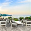 Mykonos Patio Club Chair in White Finish with Acrylic Fabric Charcoal Cushions