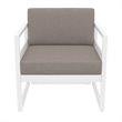 Mykonos Patio Club Chair in White with Acrylic Fabric Taupe Cushions