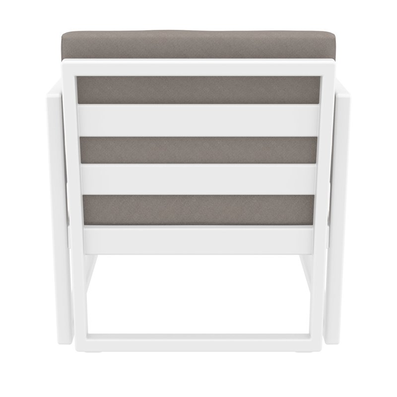 Mykonos Patio Club Chair in White with Acrylic Fabric Taupe Cushions