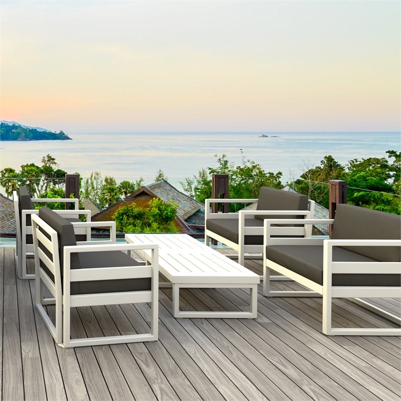 Compamia Mykonos Rectangle Lounge Coffee Table in White Finish
