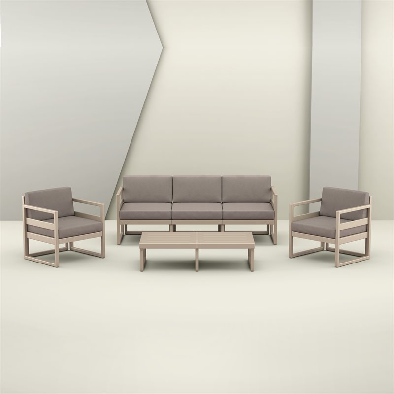 Compamia Mykonos Rectangle Lounge Coffee Table in Taupe Finish