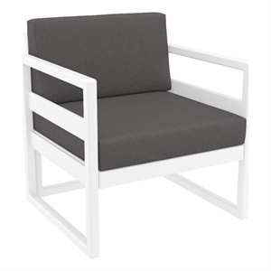 Compamia Mykonos Club 3 Piece Patio Set White with Charcoal Cushion