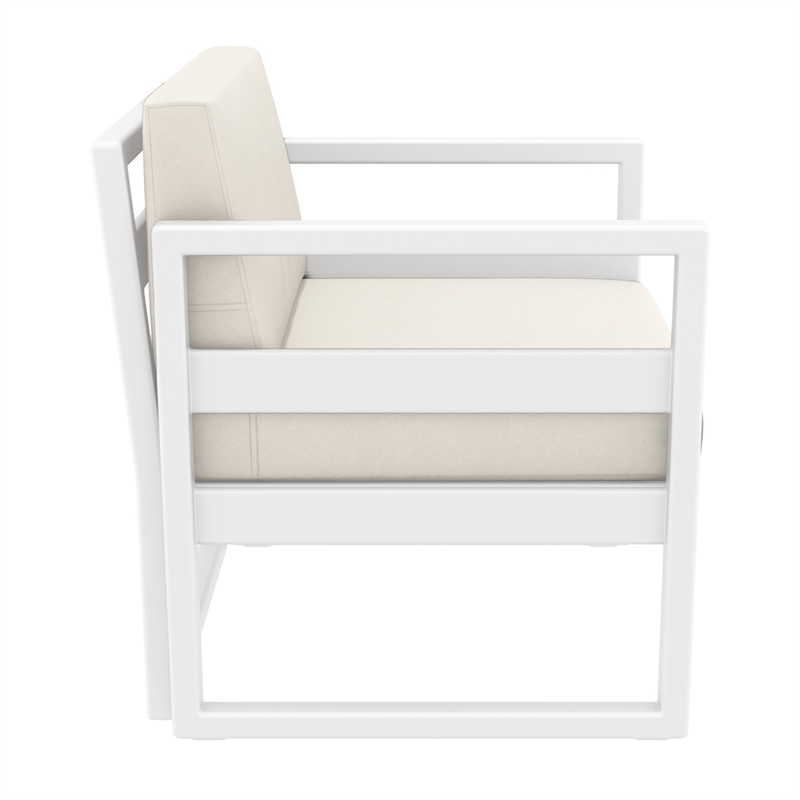 Compamia Mykonos Club 3 Piece Patio Set White with Natural Cushion