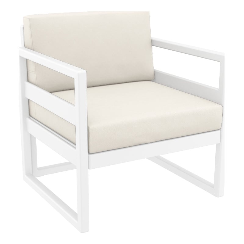 Compamia Mykonos Club 3 Piece Patio Set White with Natural Cushion