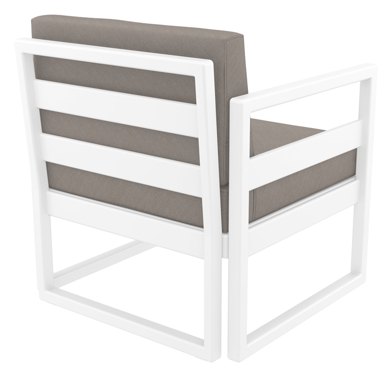 Mykonos Club Patio Set 3 piece White with Acrylic Fabric Taupe Cushion