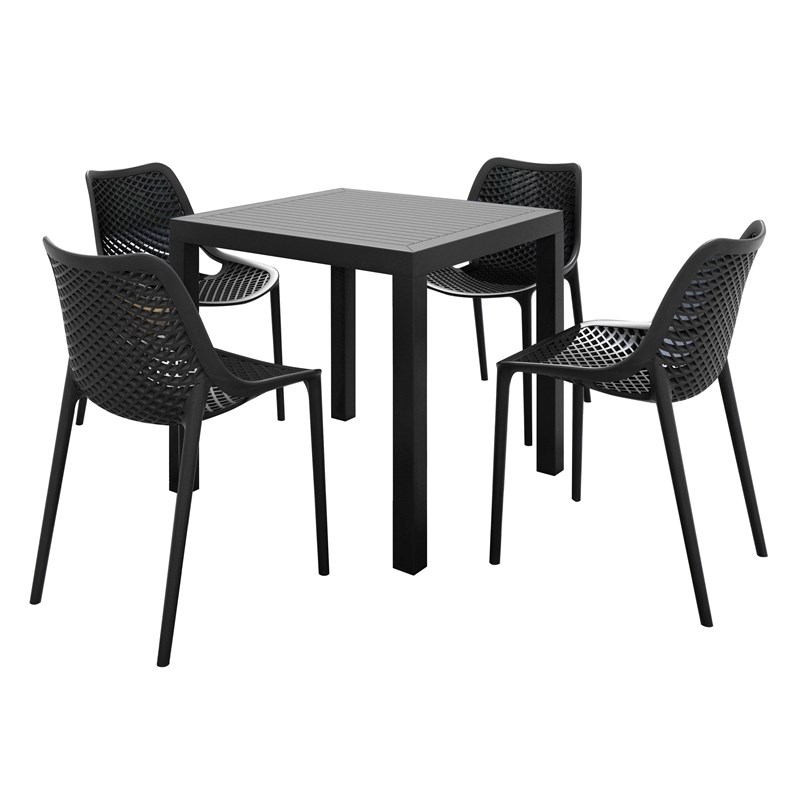 Compamia Air Square Dining Set with 4 Chairs Black