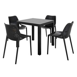 compamia air square dining set with 4 chairs black