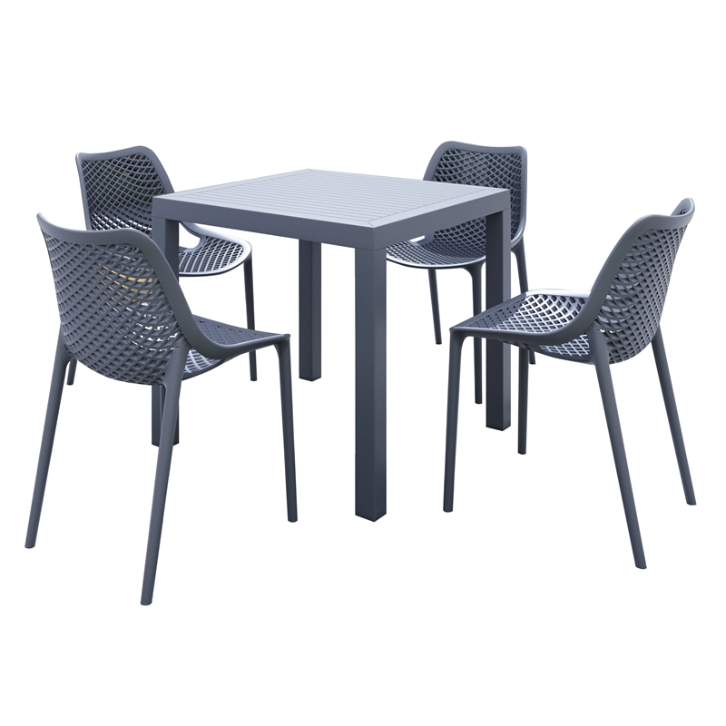 Compamia Air Square Dining Set with 4 Chairs Dark Gray