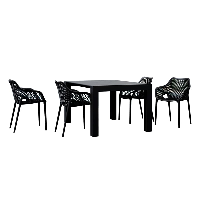 Air XL Extension Dining Set 5 Piece Black