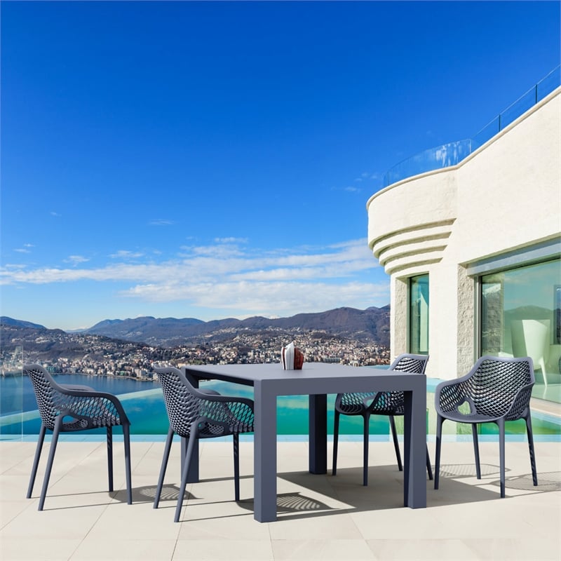 Compamia Air XL Extension 5 Piece Dining Set in Dark Gray