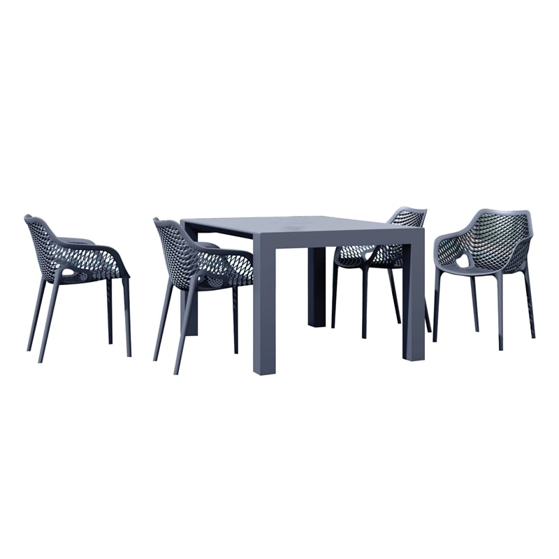 Compamia Air XL Extension 5 Piece Dining Set in Dark Gray