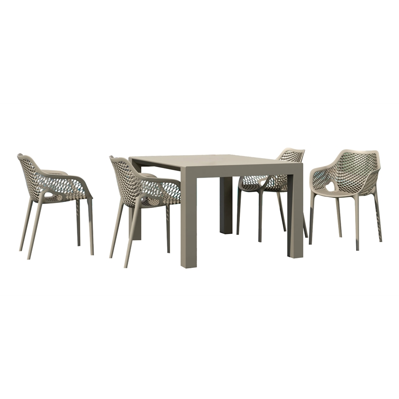 Compamia Air XL 5 Piece Extension Dining Set in Taupe
