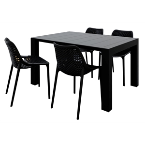compamia 5 piece air extension dining set in black
