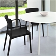 Compamia Lisa Round Dining Set with 47 inch White Table and Black Armcairs