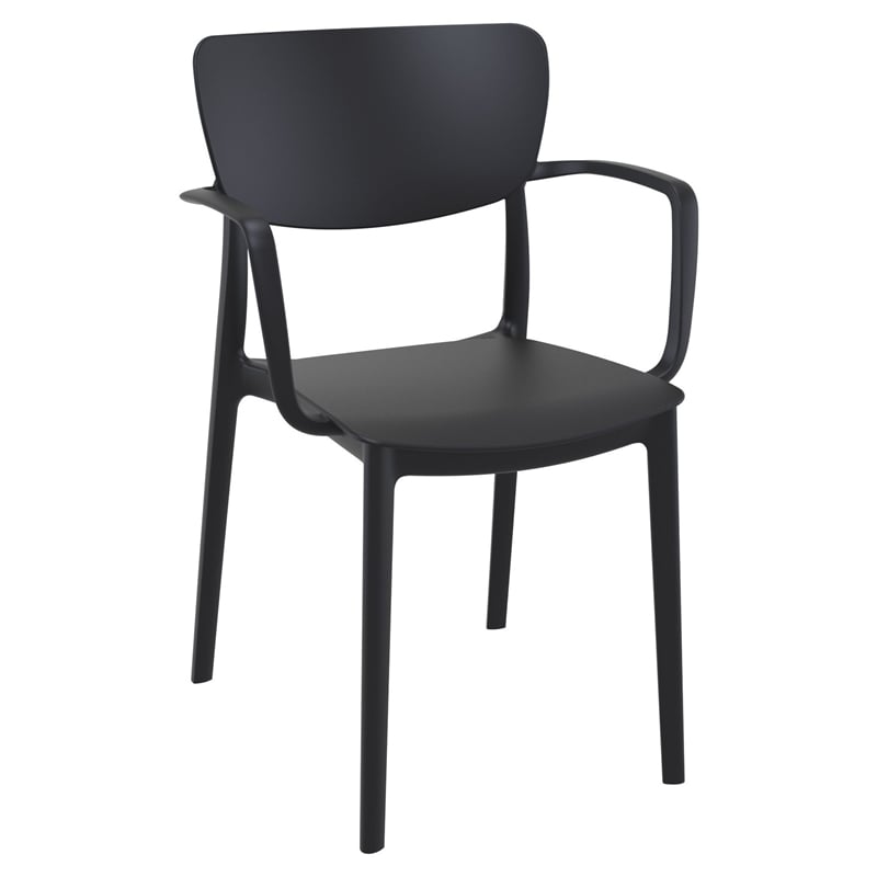 Compamia Lisa Round Dining Set with 47 inch White Table and Black Armcairs