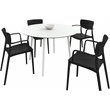 Compamia Lisa Round Dining Set with 47 inch White Table and Black Armcairs