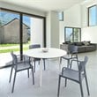 Compamia Lisa Round Dining Set with 47 inch White Table and Dark Gray Armcairs