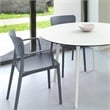 Compamia Lisa Round Dining Set with 47 inch White Table and Dark Gray Armcairs