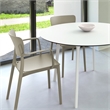 Lisa Round Dining Set with 47 inch White Table and Taupe Armcairs