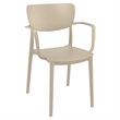 Lisa Round Dining Set with 47 inch White Table and Taupe Armcairs