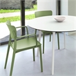 Lisa Round Dining Set with 47 inch White Table and Olive Green Armcairs