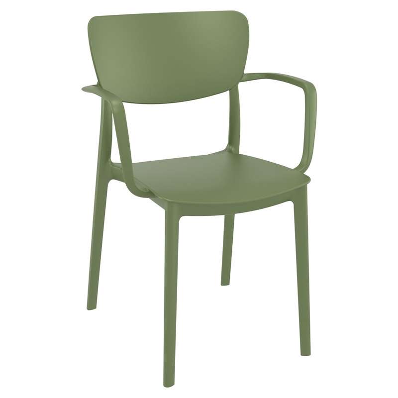Lisa Round Dining Set with 47 inch White Table and Olive Green Armcairs