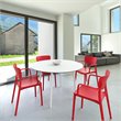 Compamia Lisa Round Dining Set with 47 inch White Table and Red Armcairs