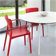 Compamia Lisa Round Dining Set with 47 inch White Table and Red Armcairs