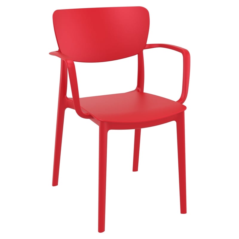 Compamia Lisa Round Dining Set with 47 inch White Table and Red Armcairs