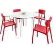 Compamia Lisa Round Dining Set with 47 inch White Table and Red Armcairs