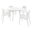 Compamia Lisa 5 Piece Contemporary Resin Round Dining Set in White