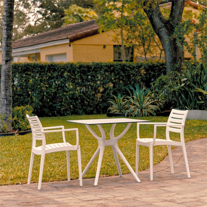 Compamia Artemis Dining Set with 2 Arm Chairs White