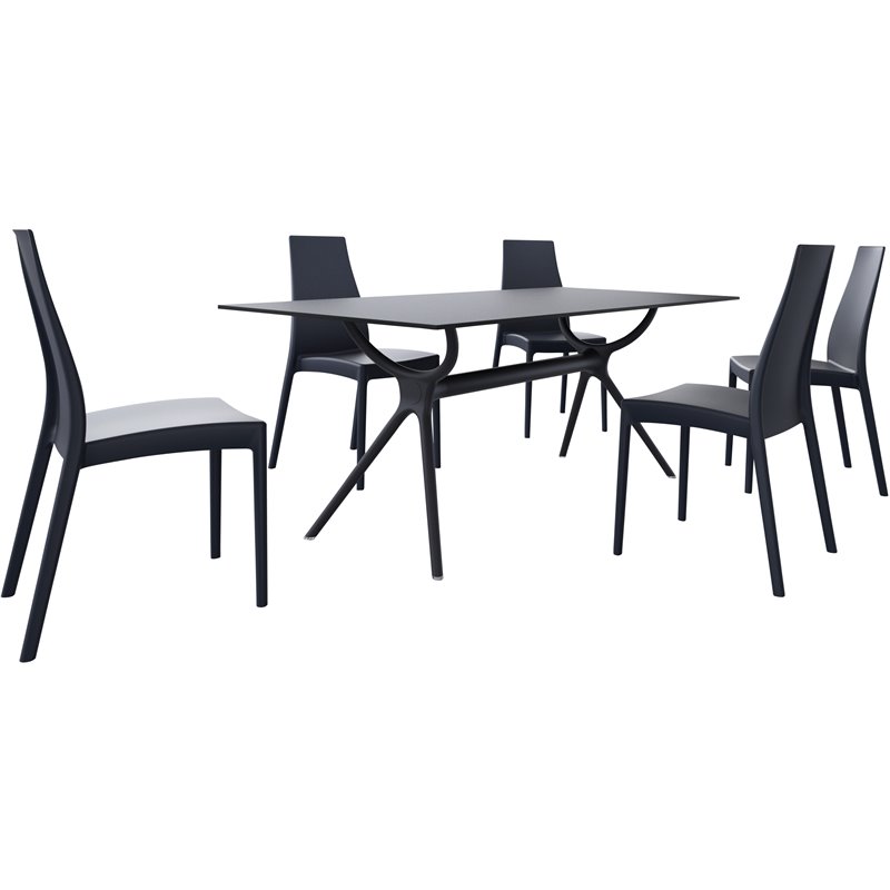 Compamia Miranda Dining Set with 6 Chairs Black