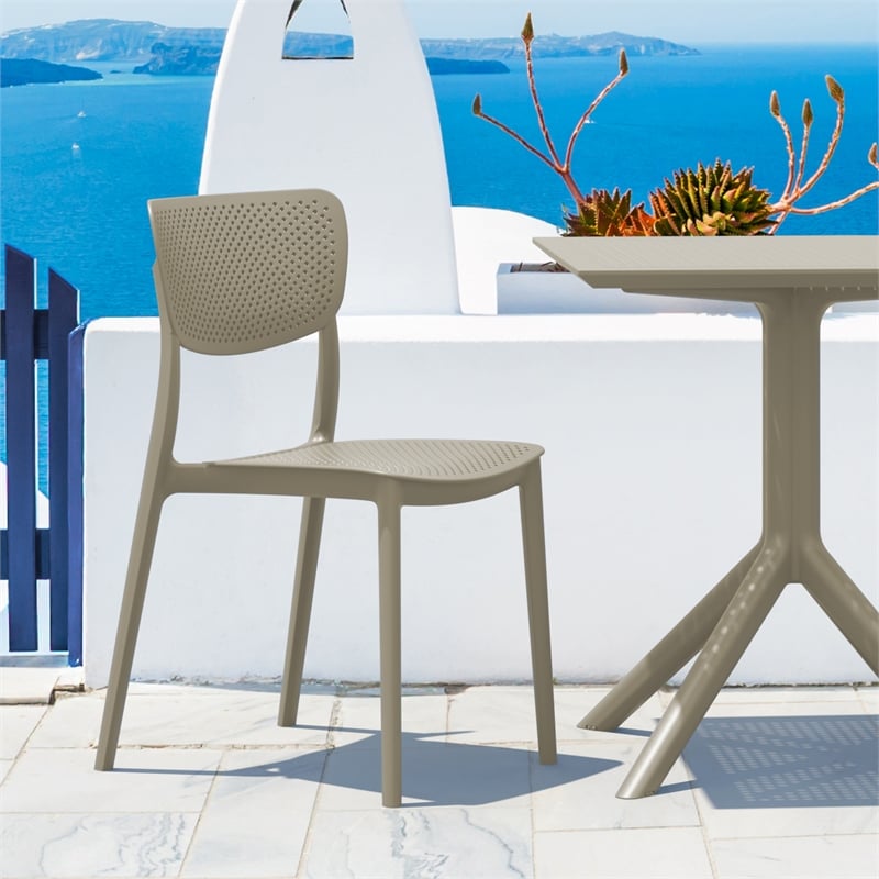 Compamia Lucy Outdoor Bistro Set 3 Piece with 27 inch Table Top Taupe