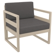 Mykonos 3 Piece Club Patio Set in Taupe with Acrylic Fabric Charcoal Cushion