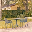 Compamia Air XL 31 inch Square Dining Table Set with 2 Arm Chairs Dark Gray
