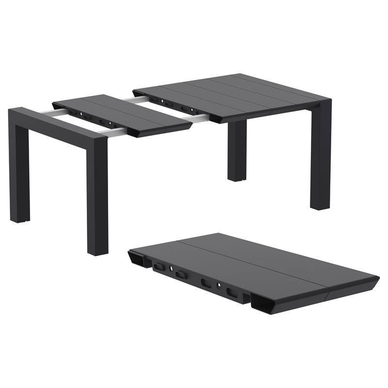 Loft Outdoor Dining Set with 6 Arm Chairs and 55 inch Extension Table Black