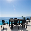 Loft Outdoor Dining Set with 6 Arm Chairs and 55 inch Extension Table Black