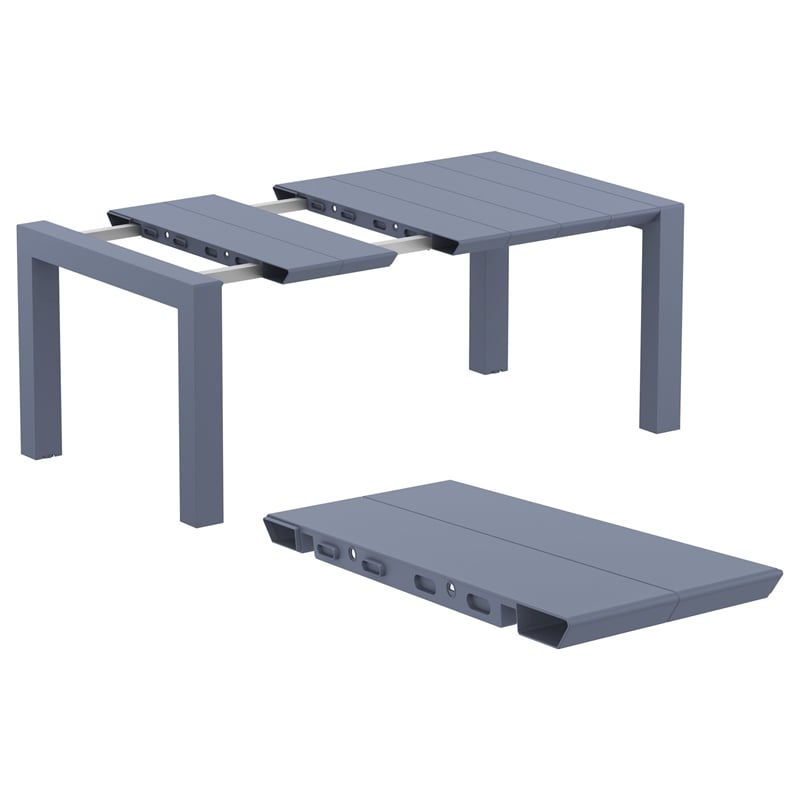 Loft Outdoor Dining Set with 6 Arm Chairs and 55 inch Extension Table Dark Gray