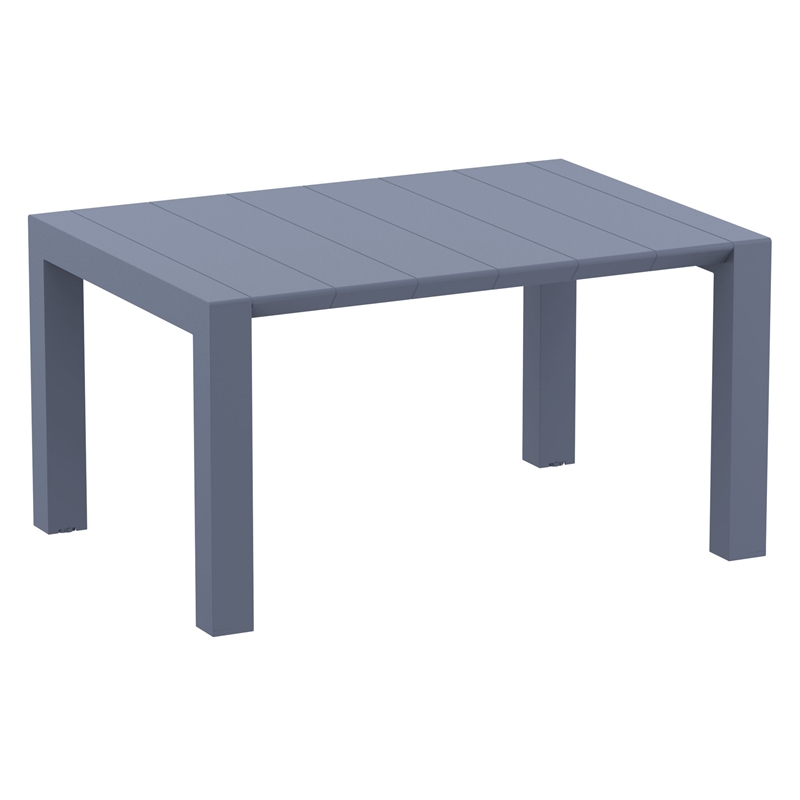 Loft Outdoor Dining Set with 6 Arm Chairs and 55 inch Extension Table Dark Gray