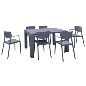 loft outdoor dining set with 6 arm chairs and 55 inch extension table