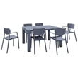 Loft Outdoor Dining Set with 6 Arm Chairs and 55 inch Extension Table Dark Gray