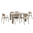 Loft Outdoor Dining Set with 6 Arm Chairs and 55 inch Extension Table Taupe