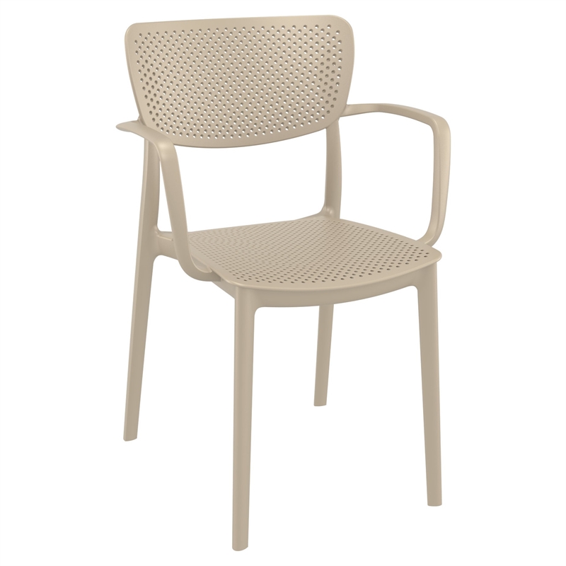 Loft Outdoor Dining Set with 6 Arm Chairs and 55 inch Extension Table Taupe