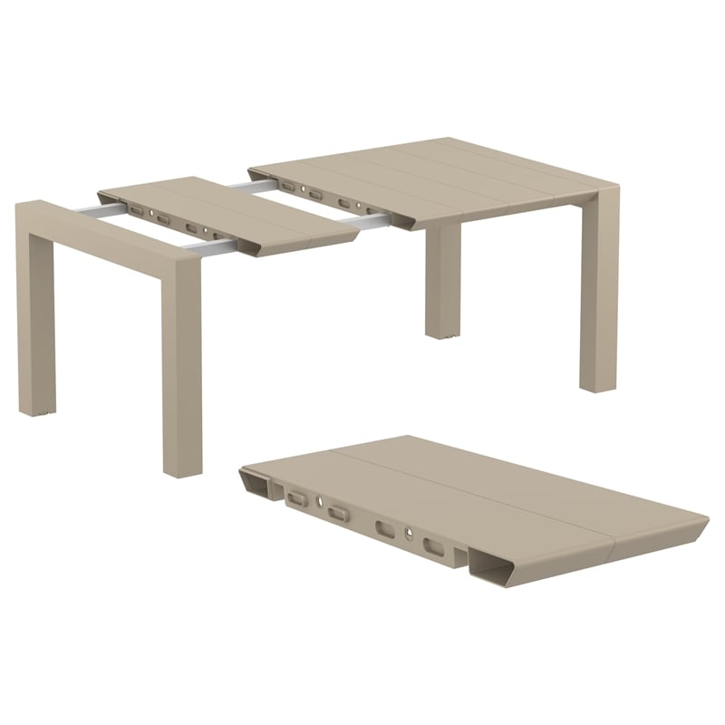 Loft Outdoor Dining Set with 6 Arm Chairs and 55 inch Extension Table Taupe